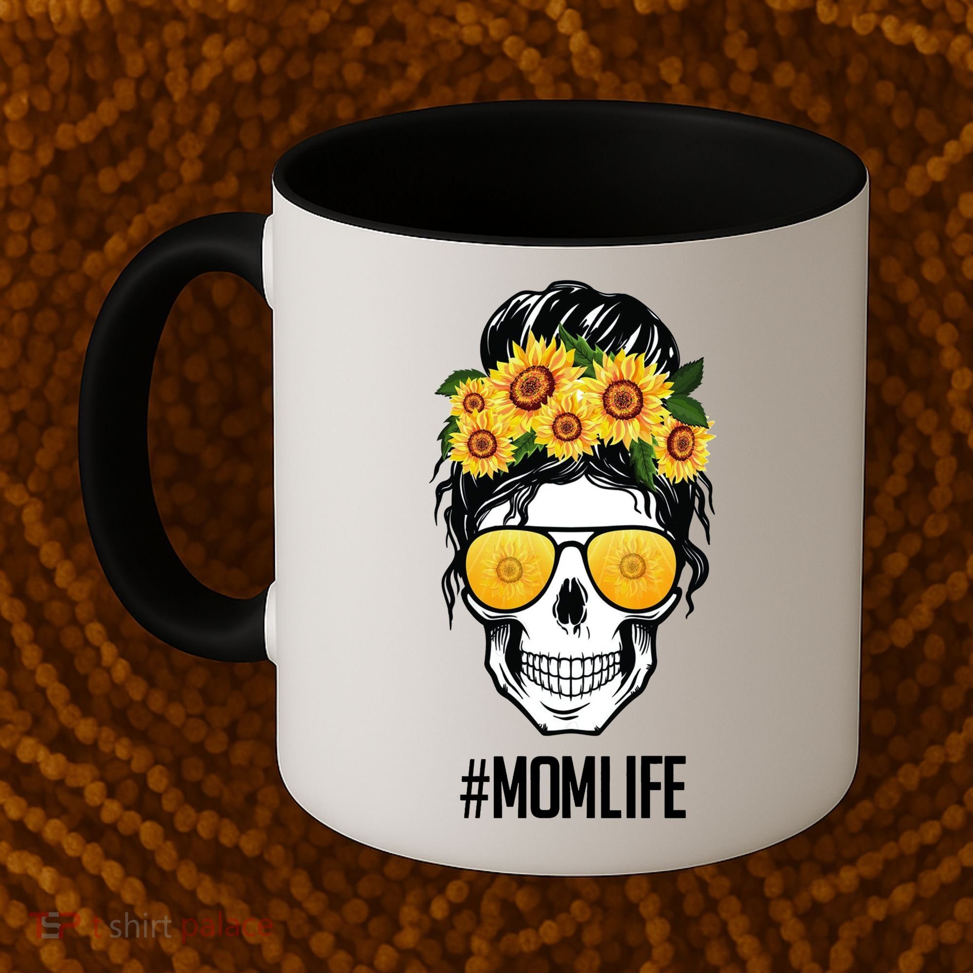 Mom Life Sunflower Skull Coffee Mug