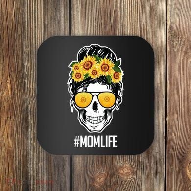 Mom Life Sunflower Skull Coaster