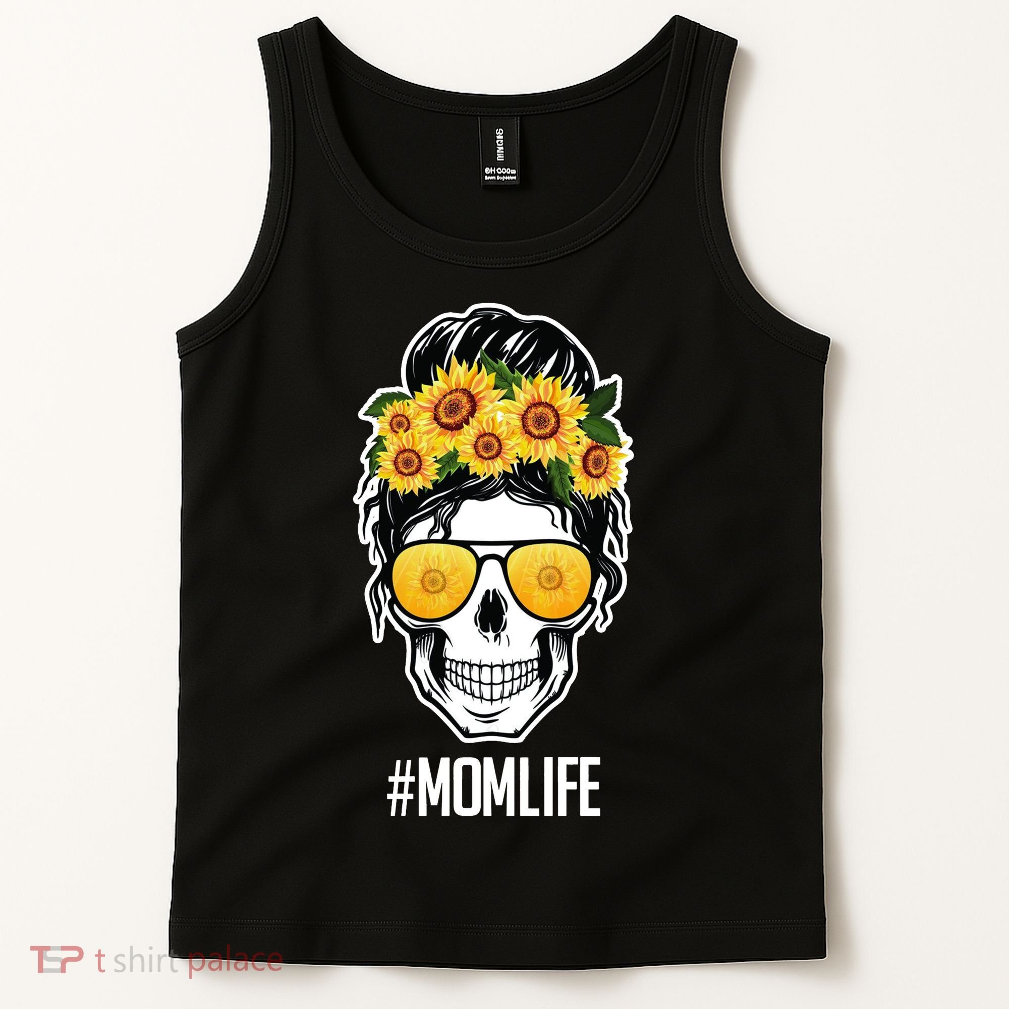 Mom Life Sunflower Skull Tank Top