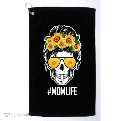 Mom Life Sunflower Skull Golf Towel