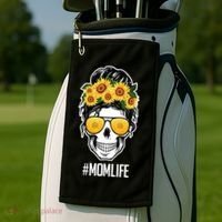 Mom Life Sunflower Skull Golf Towel thumb 2
