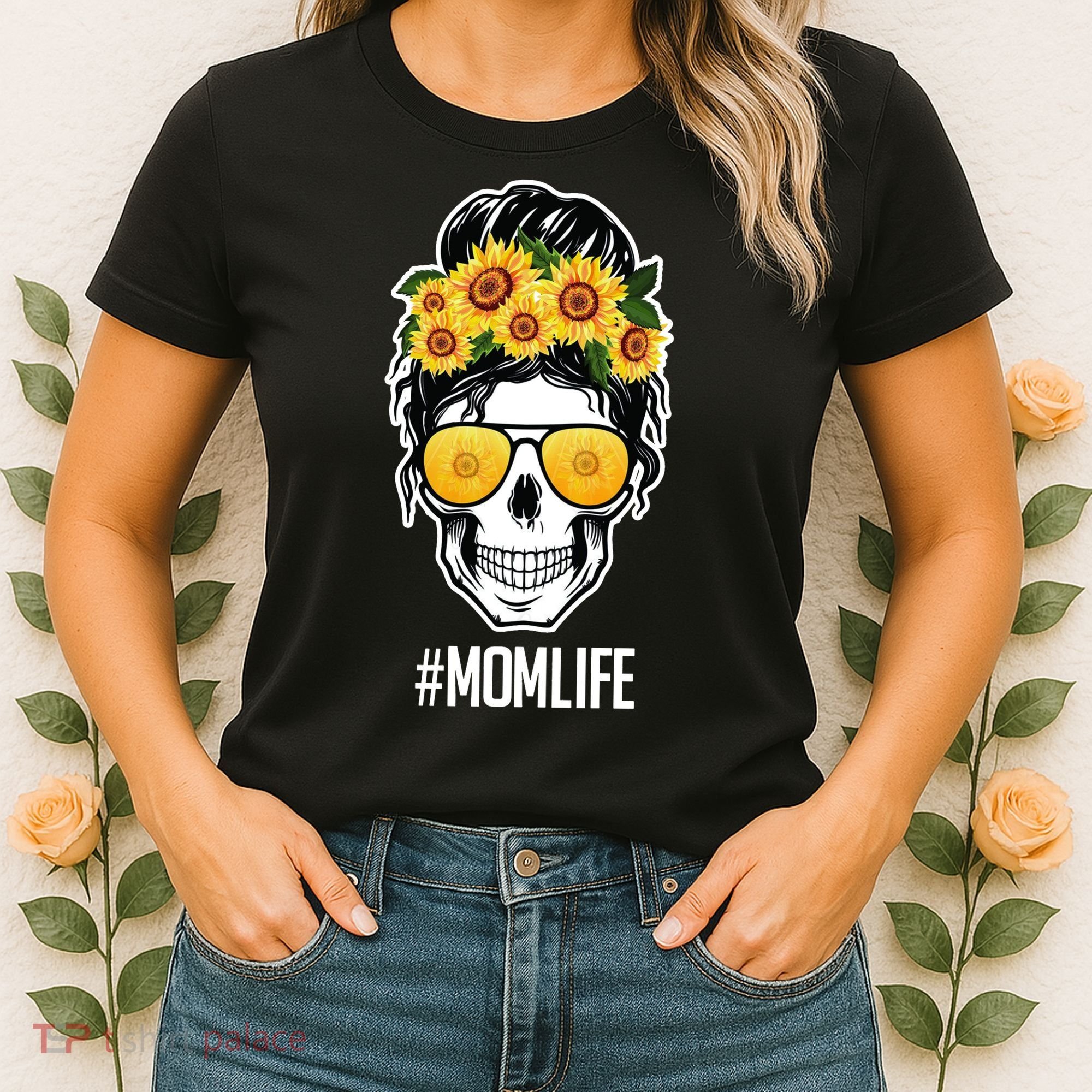 Mom Life Sunflower Skull Women's T-Shirt