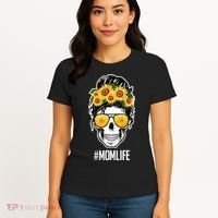 Mom Life Sunflower Skull Women's T-Shirt thumb 4