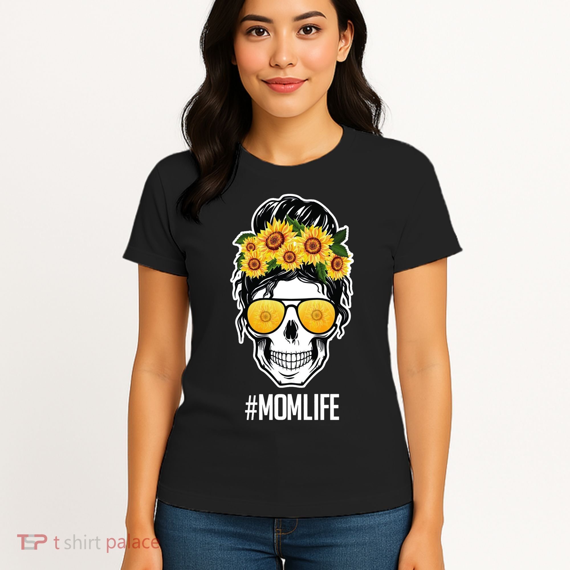 Mom Life Sunflower Skull Women's T-Shirt