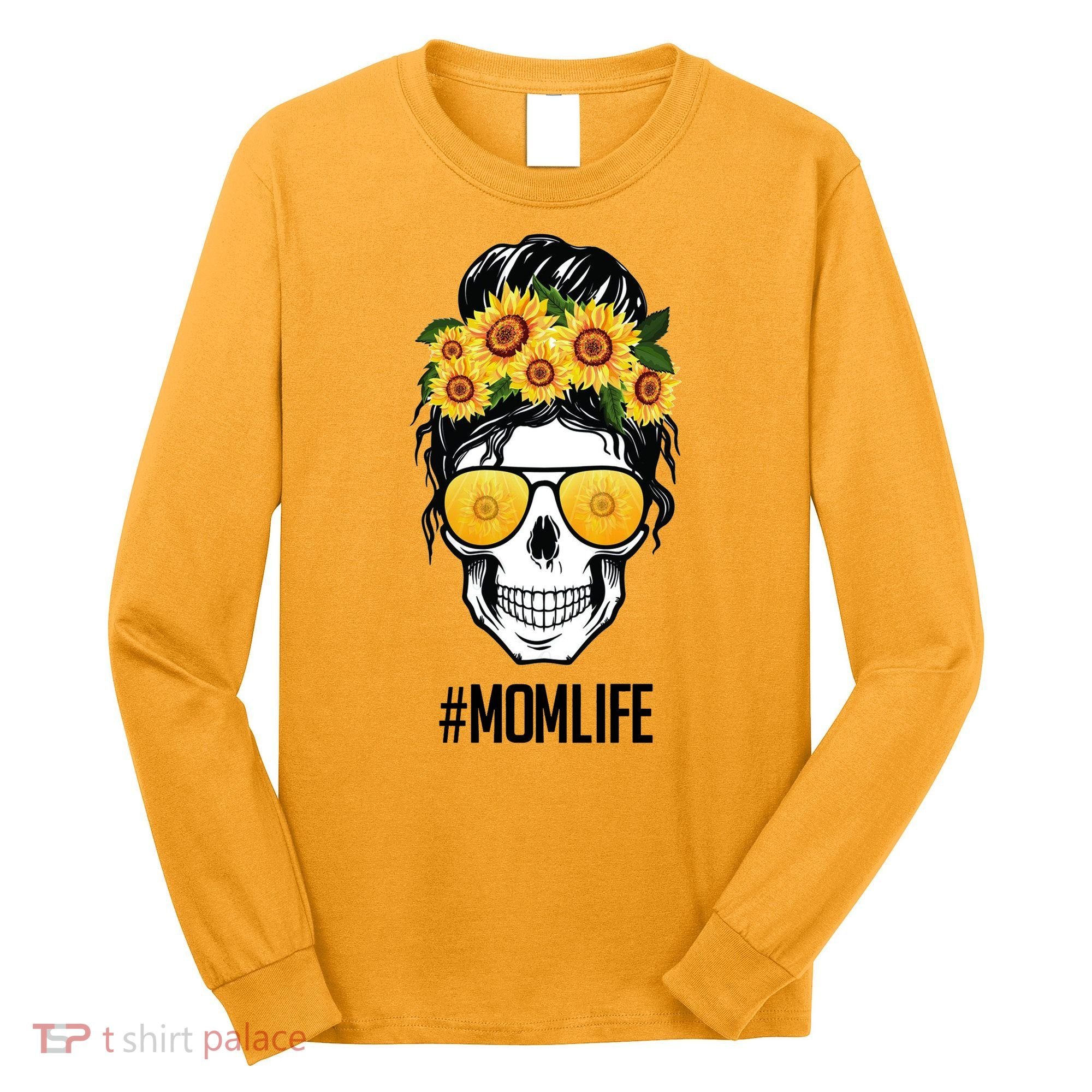 Mom Life Sunflower Skull Long Sleeve Shirt