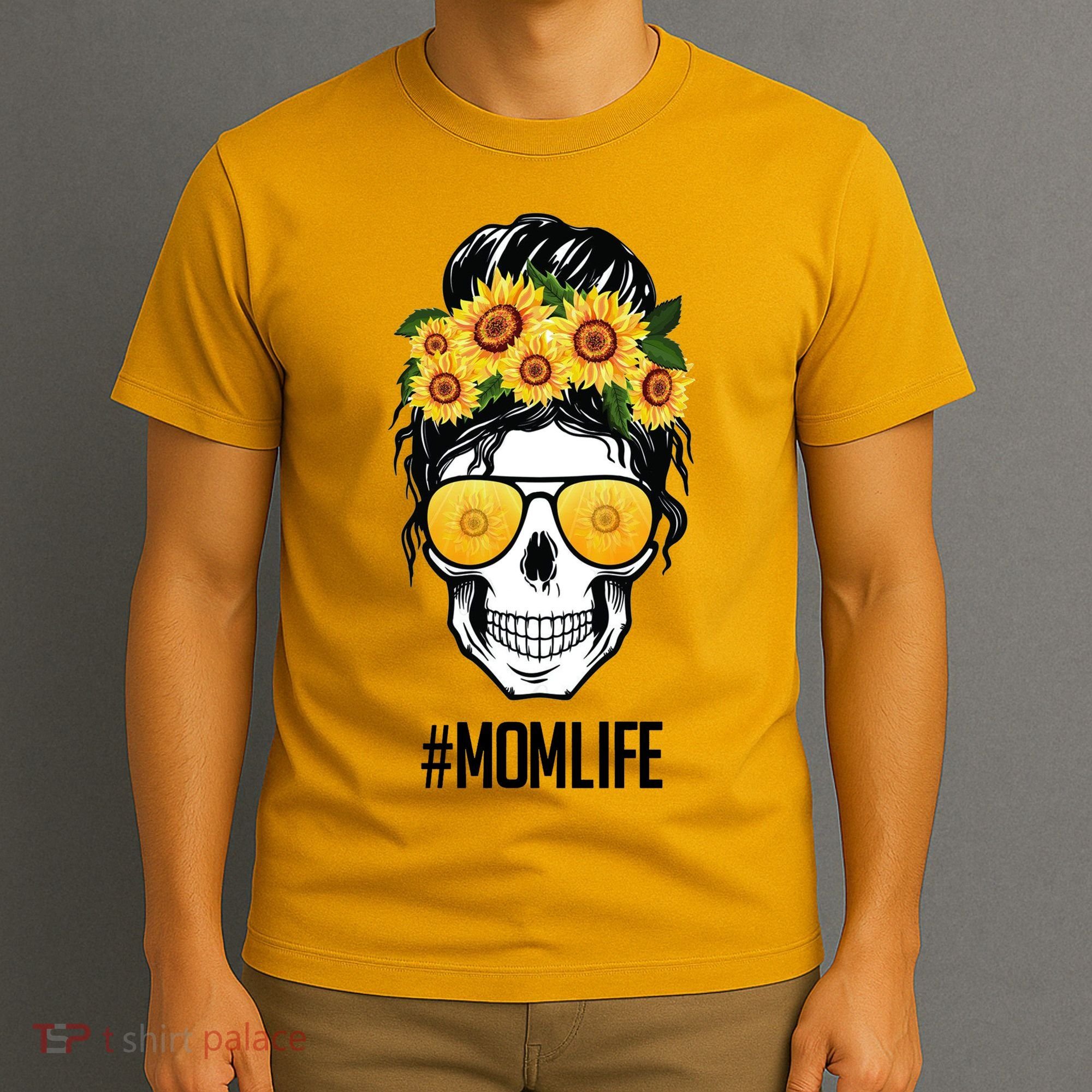 Mom Life Sunflower Skull T-Shirt