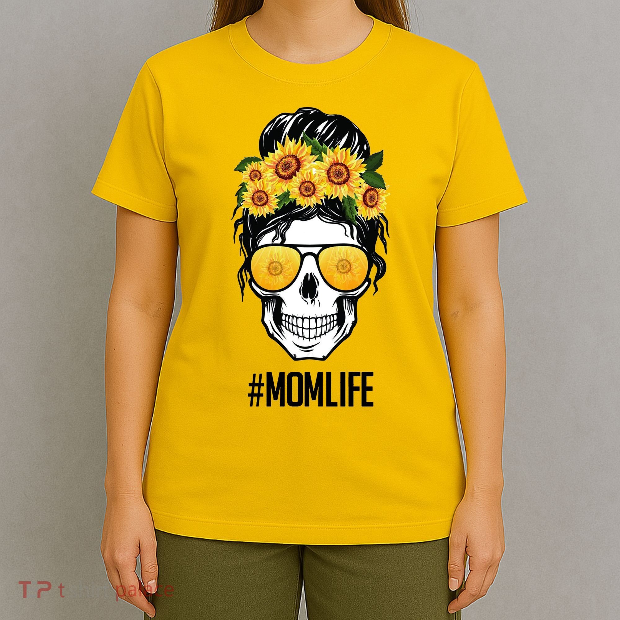 Mom Life Sunflower Skull T-Shirt