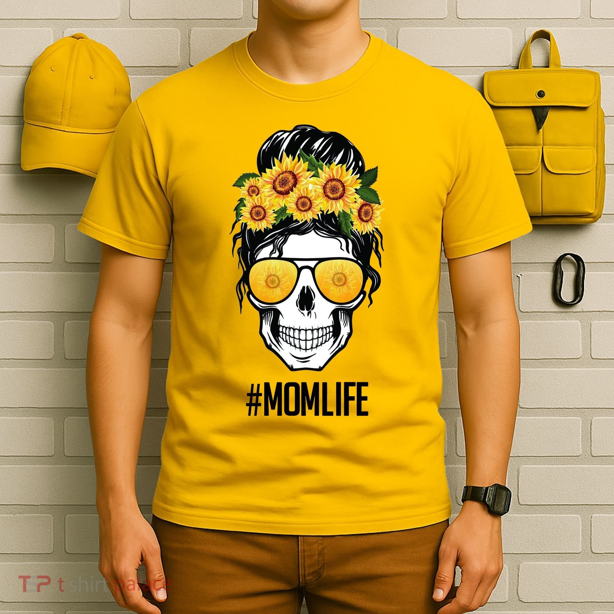 Mom Life Sunflower Skull T-Shirt