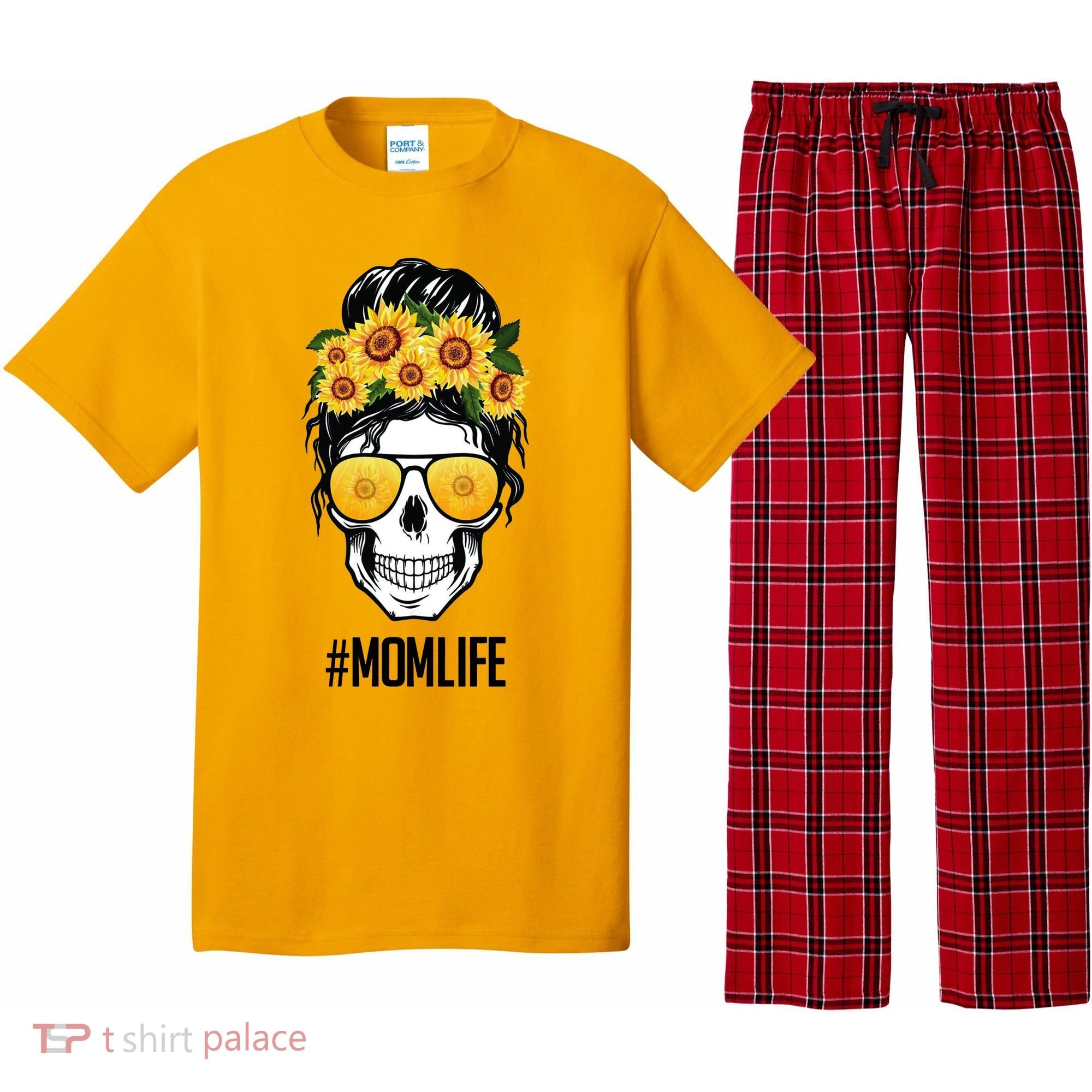 Mom Life Sunflower Skull Pajama Set