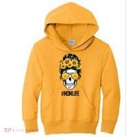 Mom Life Sunflower Skull Kids Hoodie thumb 0