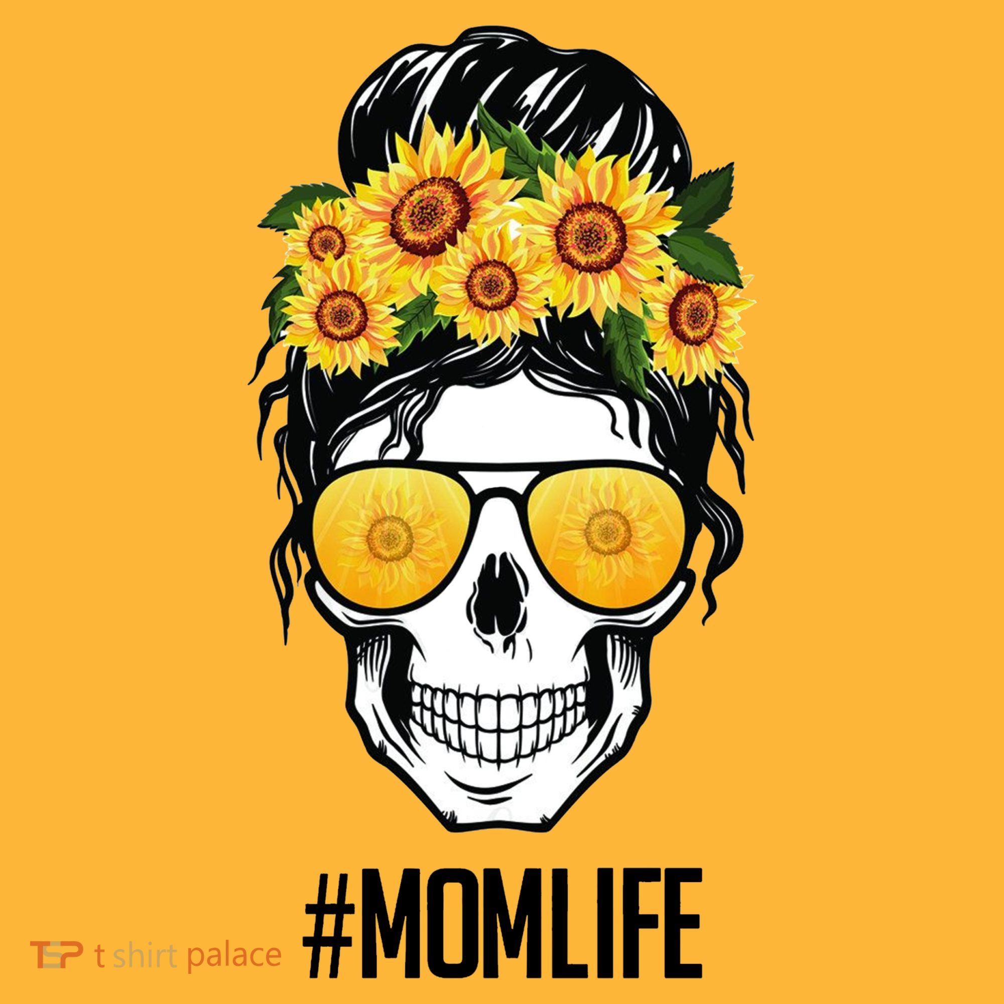 Mom Life Sunflower Skull Kids Hoodie