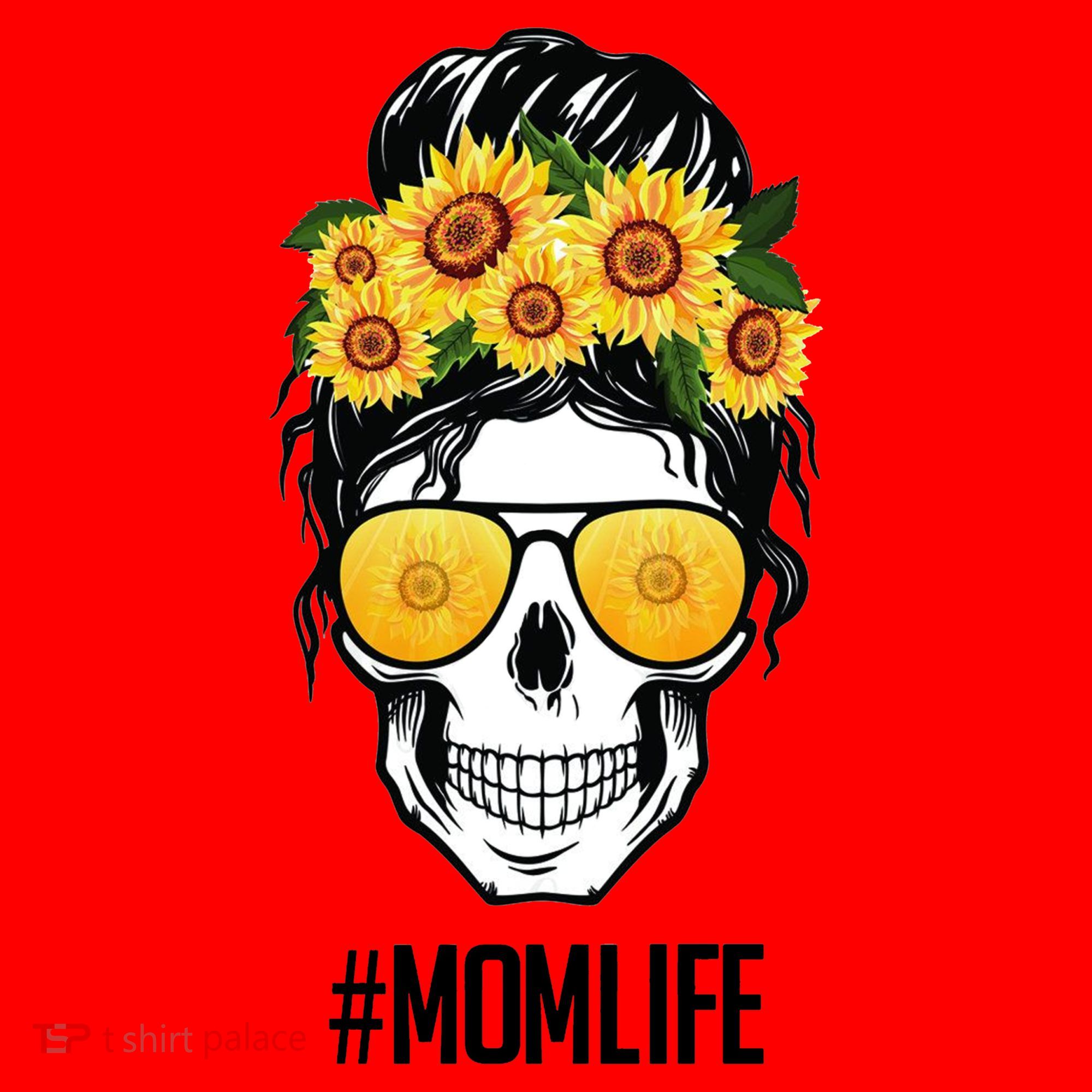 Mom Life Sunflower Skull Santa Hat