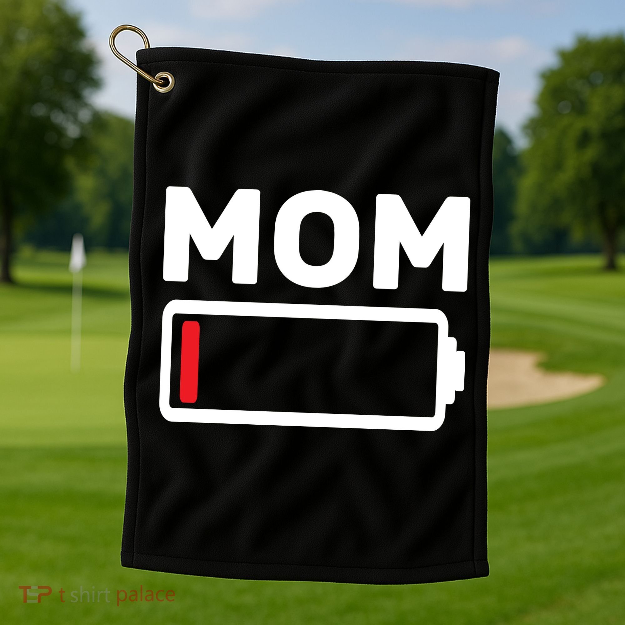 Mom Low Battery Golf Towel