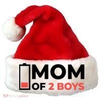 Mom Of 2 Boys Low Battery Santa Hat thumb 0