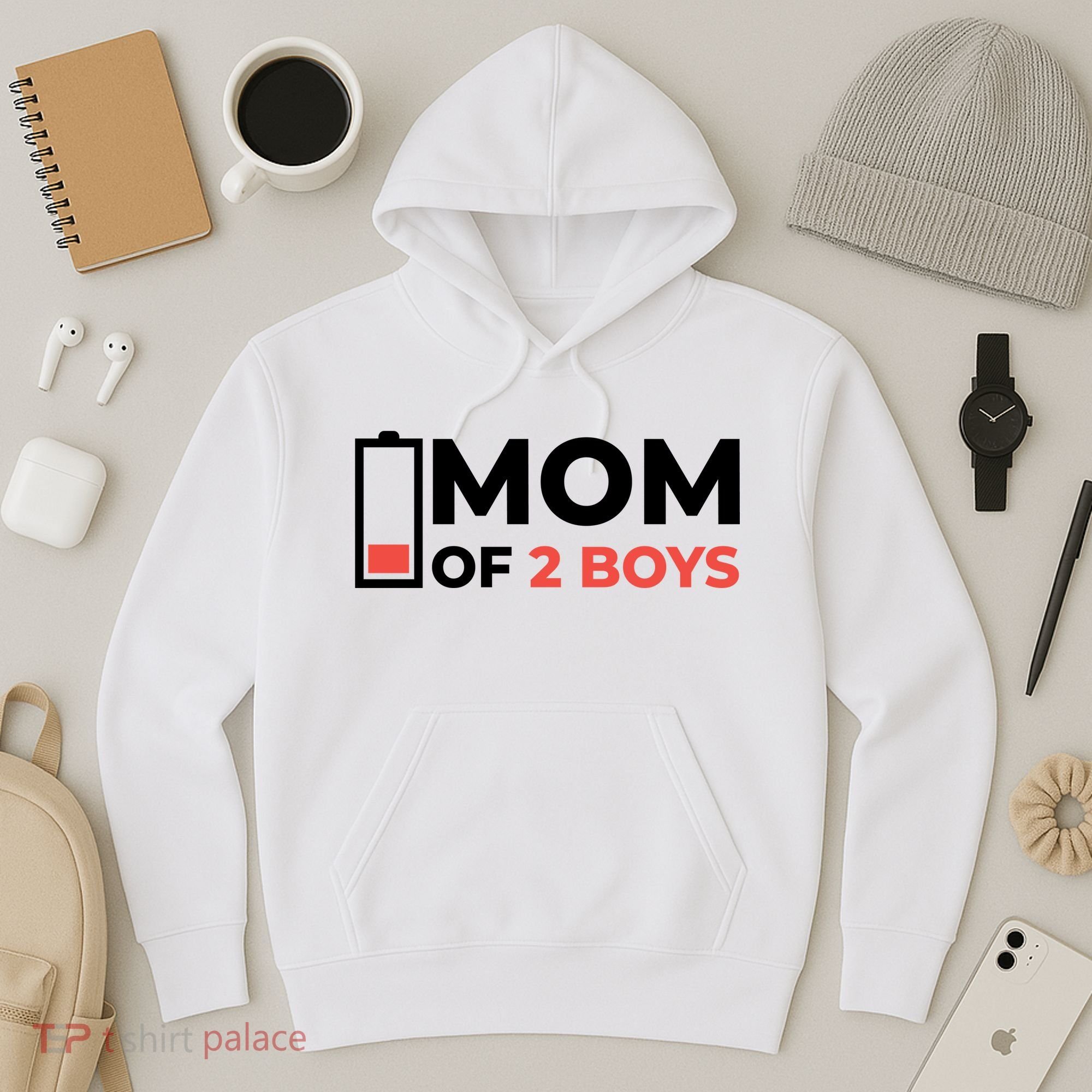 Mom Of 2 Boys Low Battery Hoodie