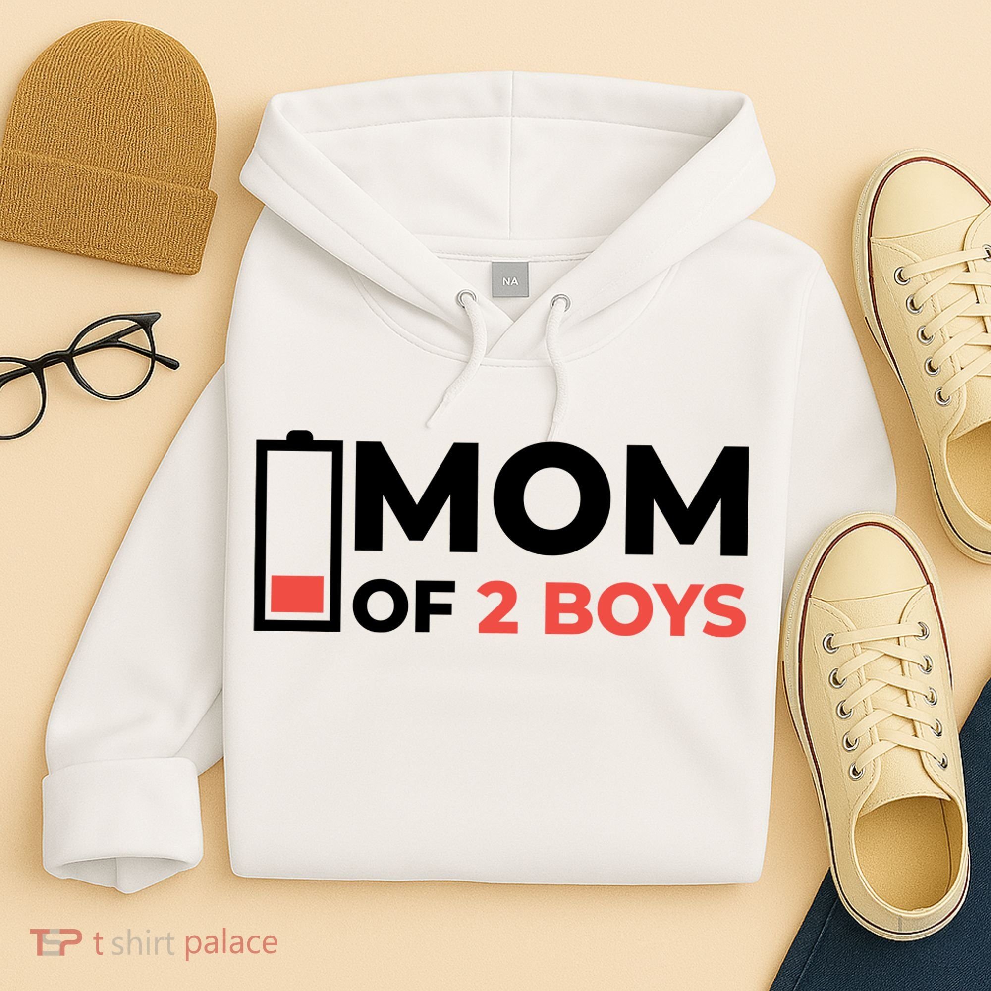 Mom Of 2 Boys Low Battery Hoodie