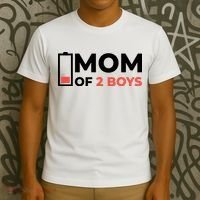 Mom Of 2 Boys Low Battery T-Shirt thumb 3