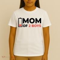 Mom Of 2 Boys Low Battery T-Shirt thumb 4
