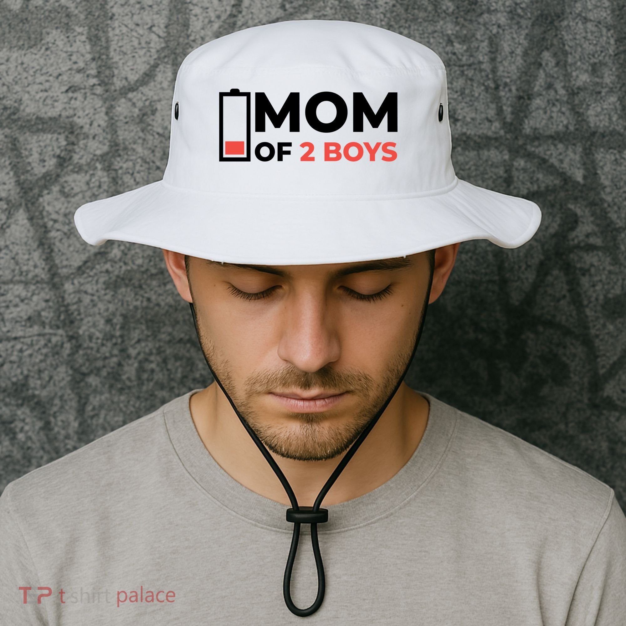 Mom Of 2 Boys Low Battery Bucket Hat