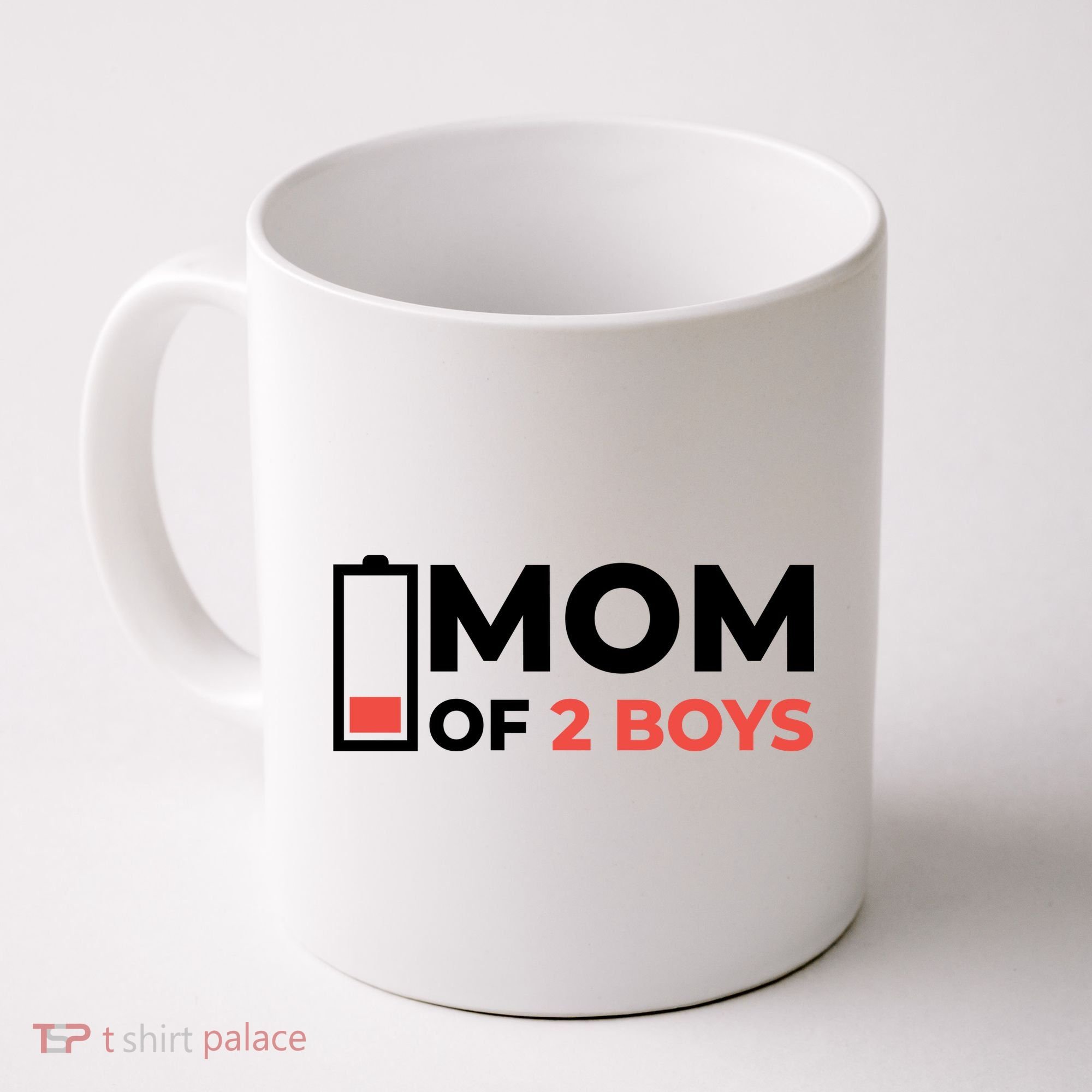 Mom Of 2 Boys Low Battery Coffee Mug