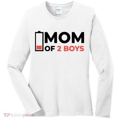Mom Of 2 Boys Low Battery Women's Long Sleeve Shirt