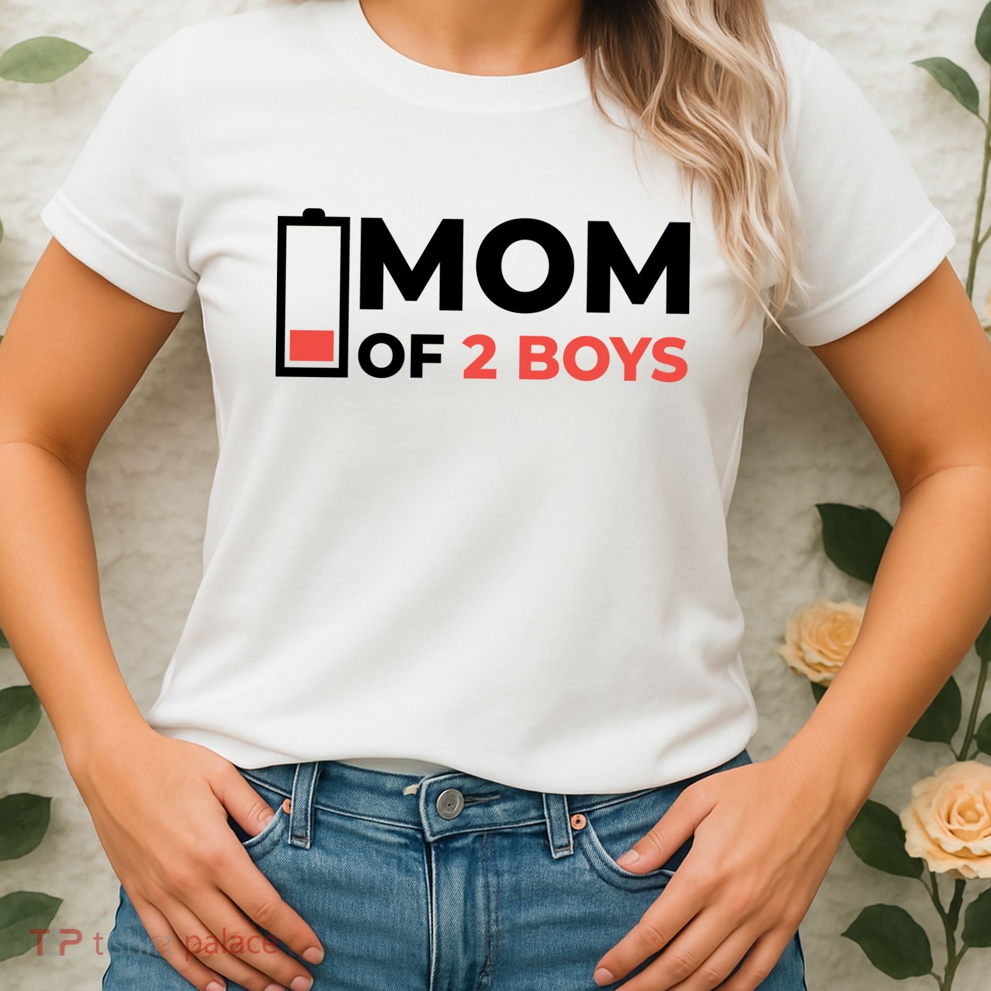 Mom Of 2 Boys Low Battery Women's T-Shirt
