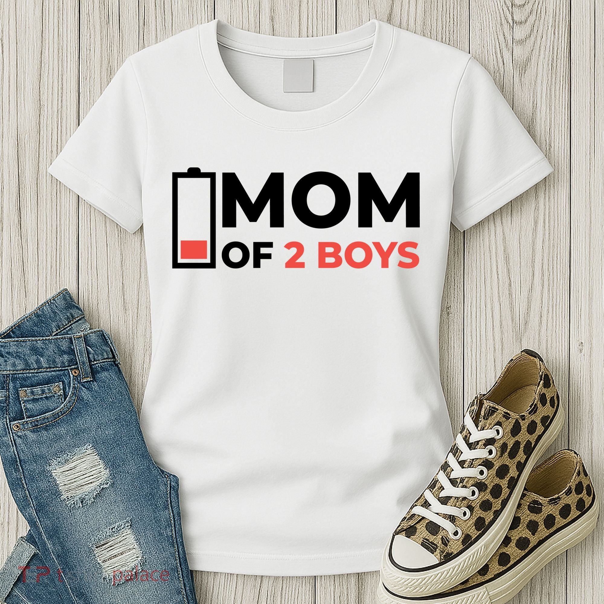 Mom Of 2 Boys Low Battery Women's T-Shirt