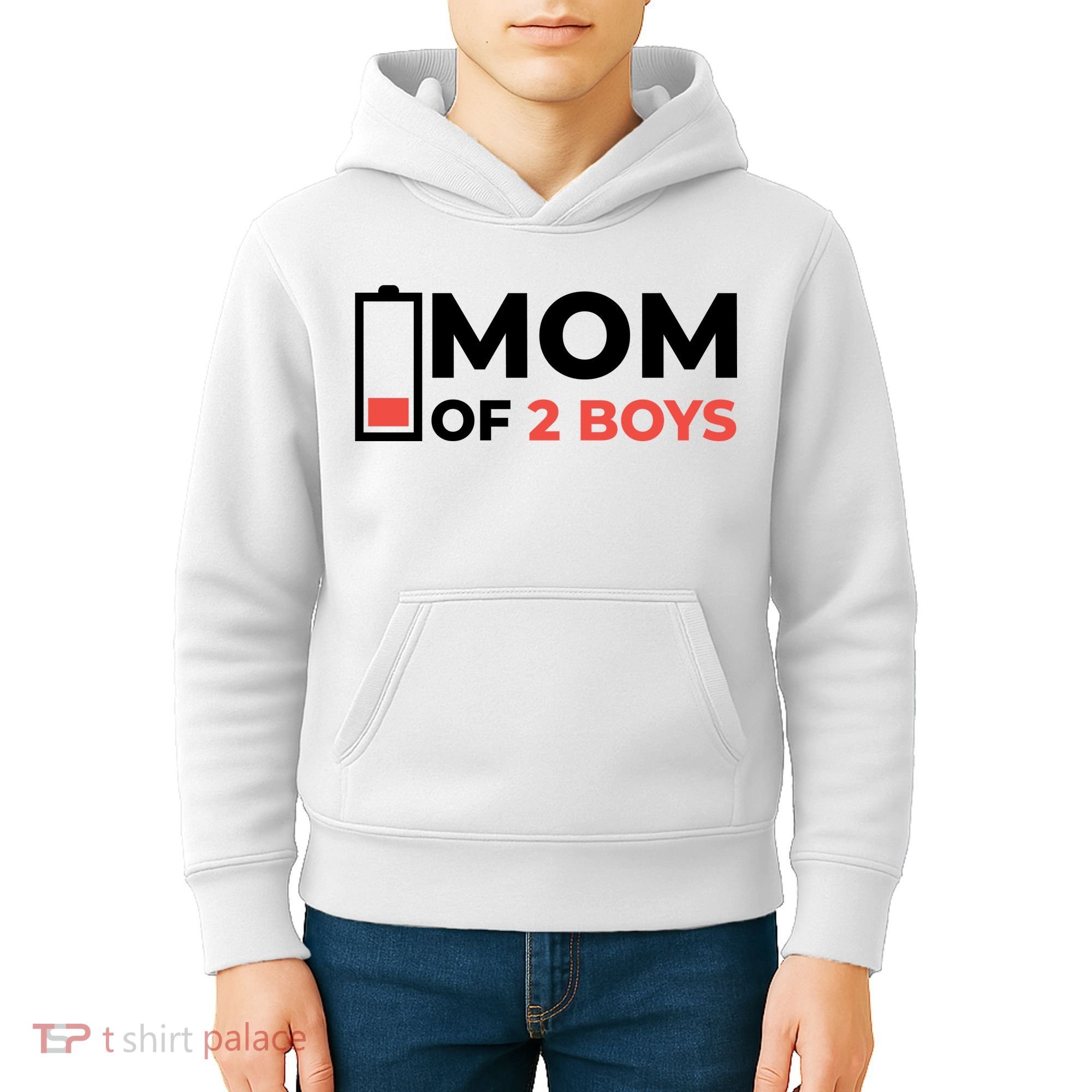 Mom Of 2 Boys Low Battery Kids Hoodie