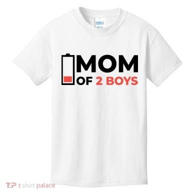 Mom Of 2 Boys Low Battery Kids T-Shirt