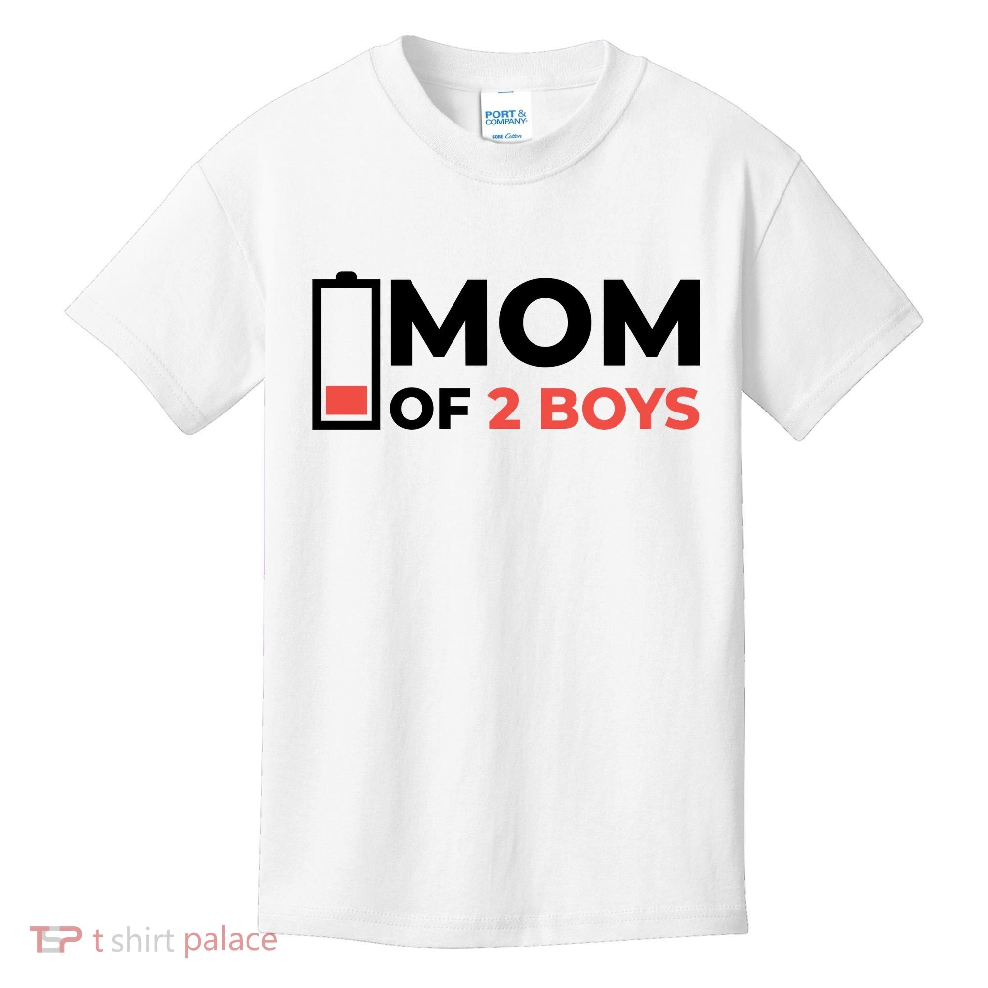 Mom Of 2 Boys Low Battery Kids T-Shirt