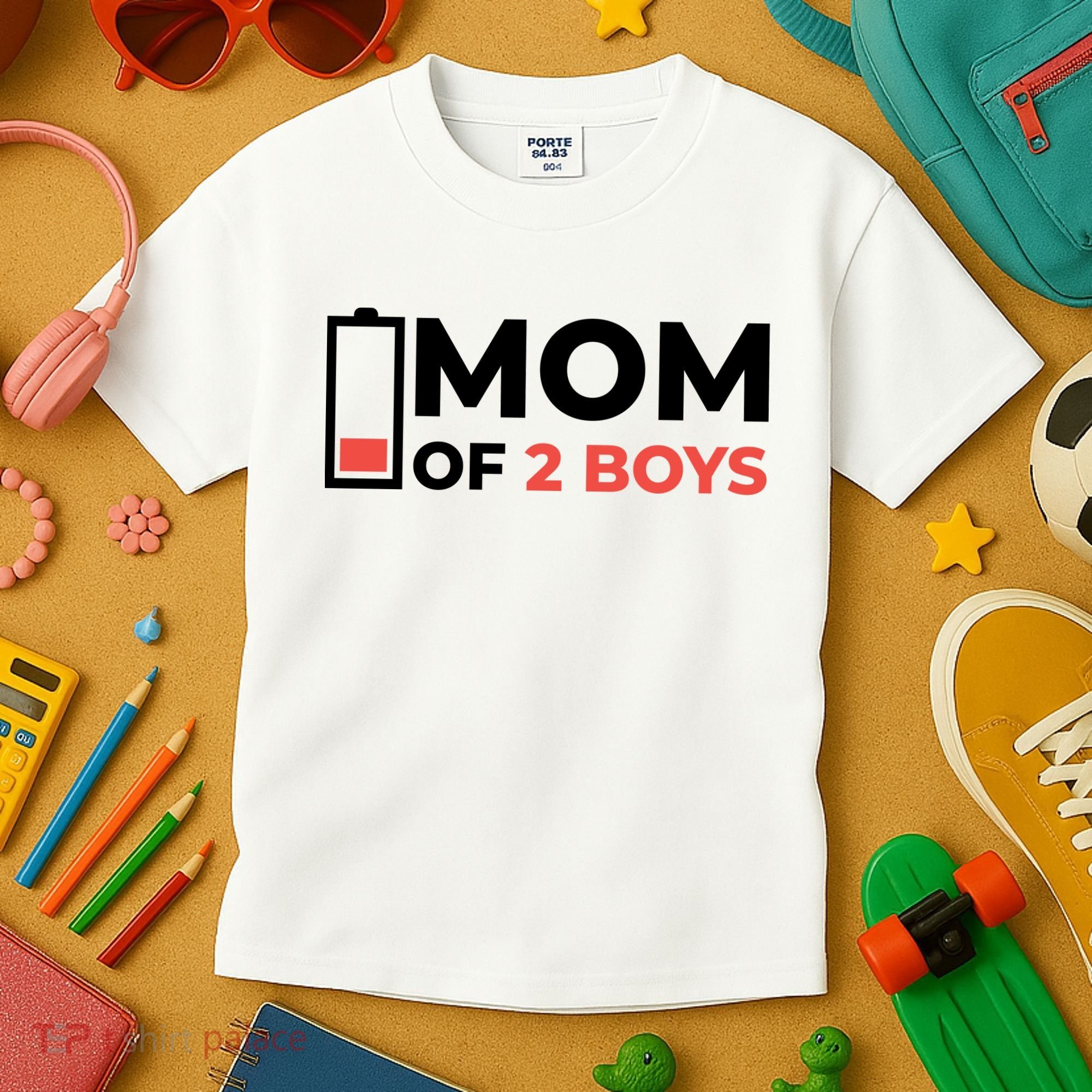 Mom Of 2 Boys Low Battery Kids T-Shirt