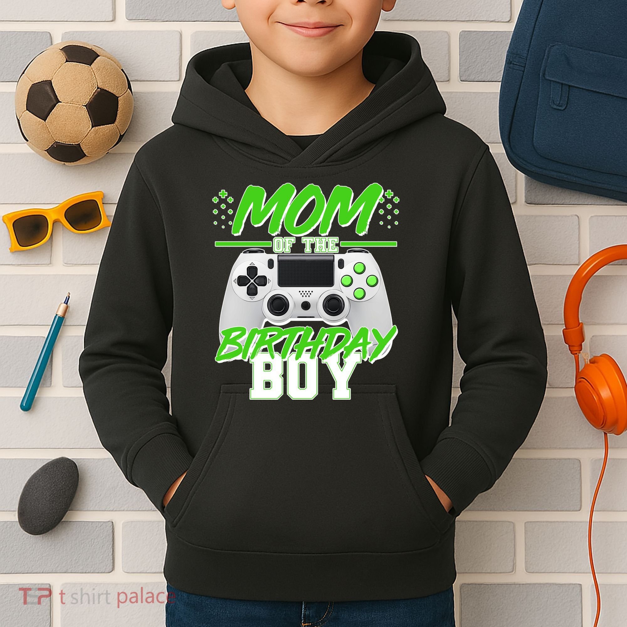 Mom Of Birthday Boy Video Gamer Kids Hoodie