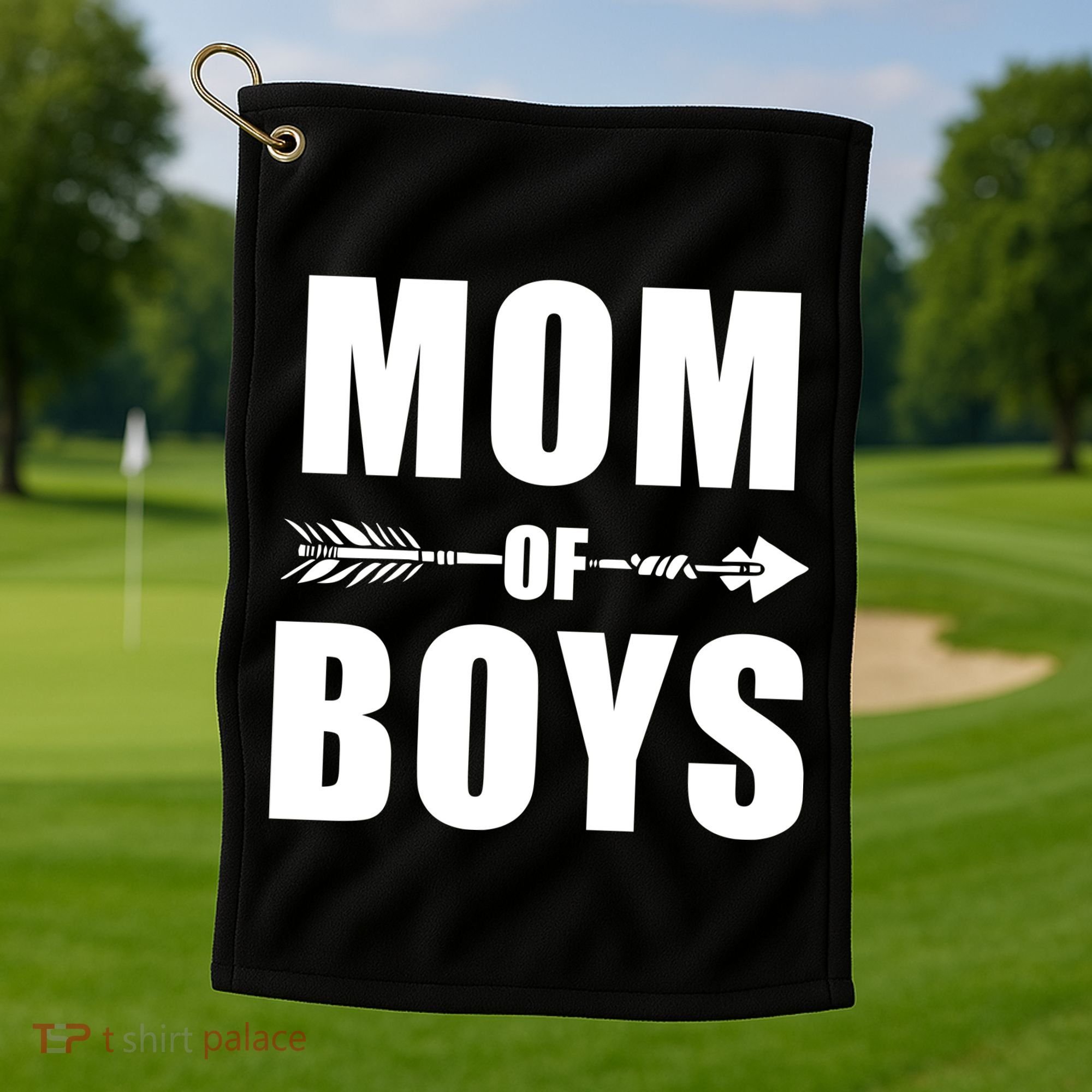 Mom of Boys Cute Mother's Day Golf Towel