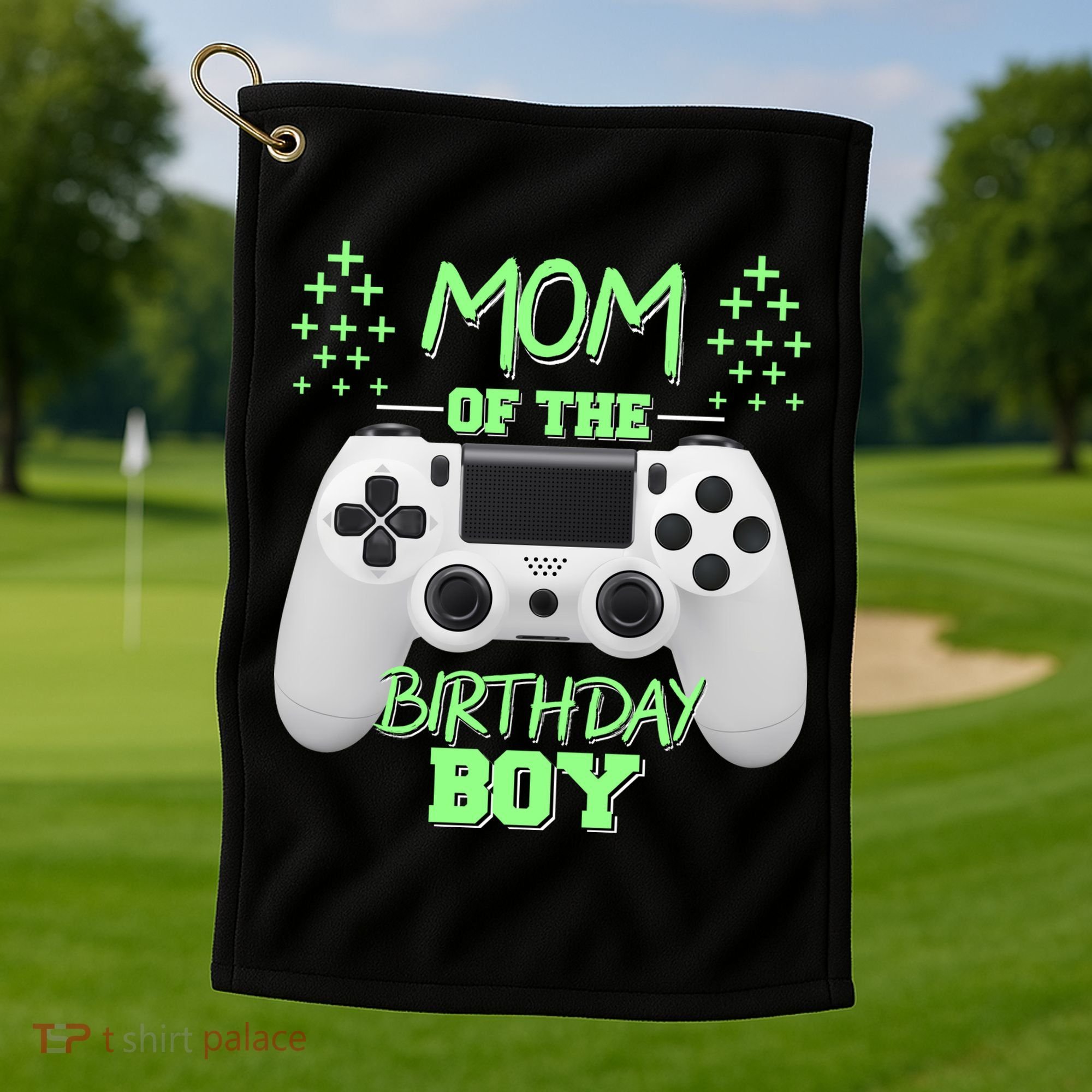 Mom Of The Birthday Boy Golf Towel