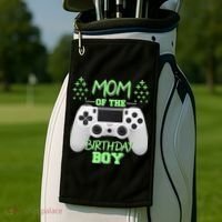 Mom Of The Birthday Boy Golf Towel thumb 2