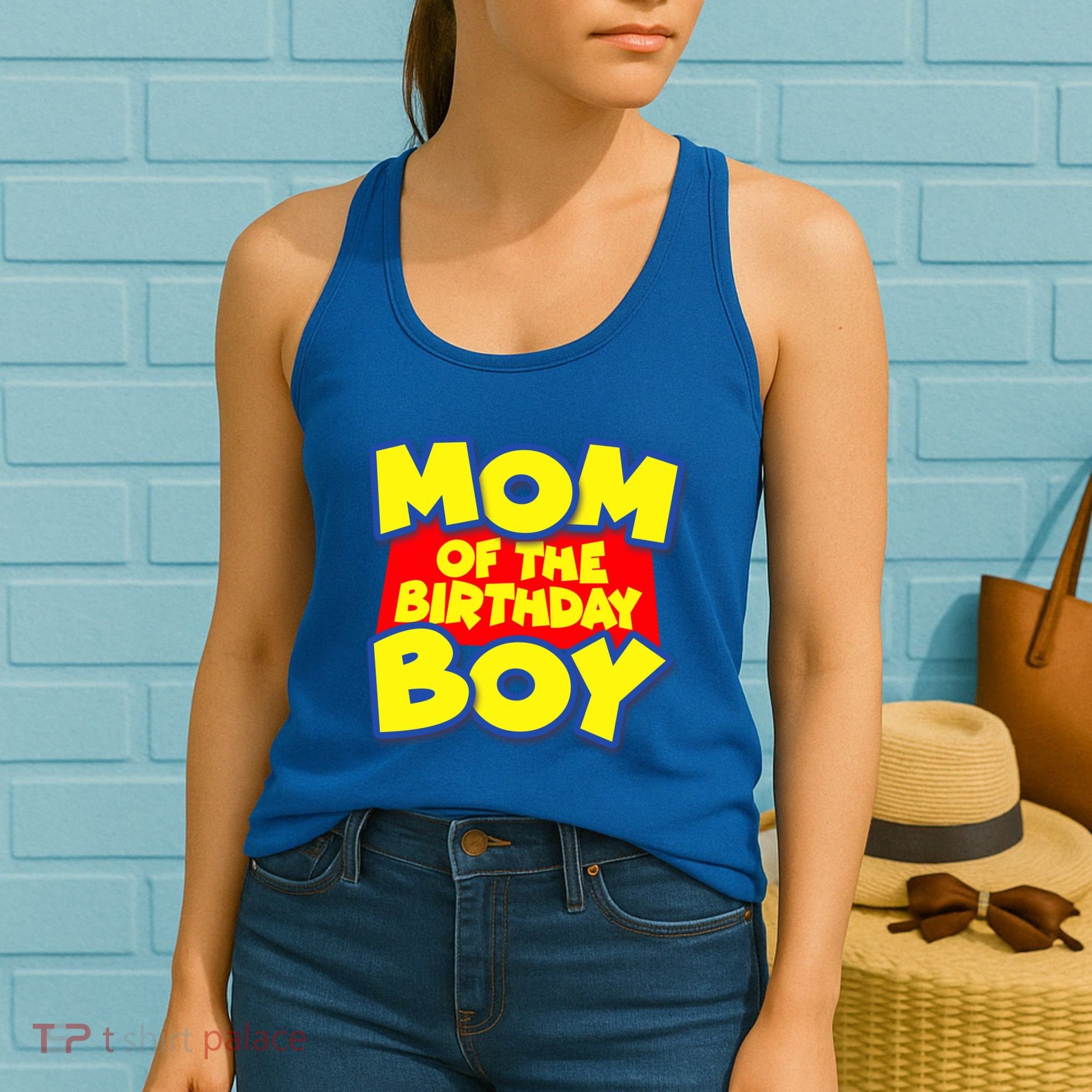 Mom of the Birthday Boy Spoof Toy Logo Women's Tank Top