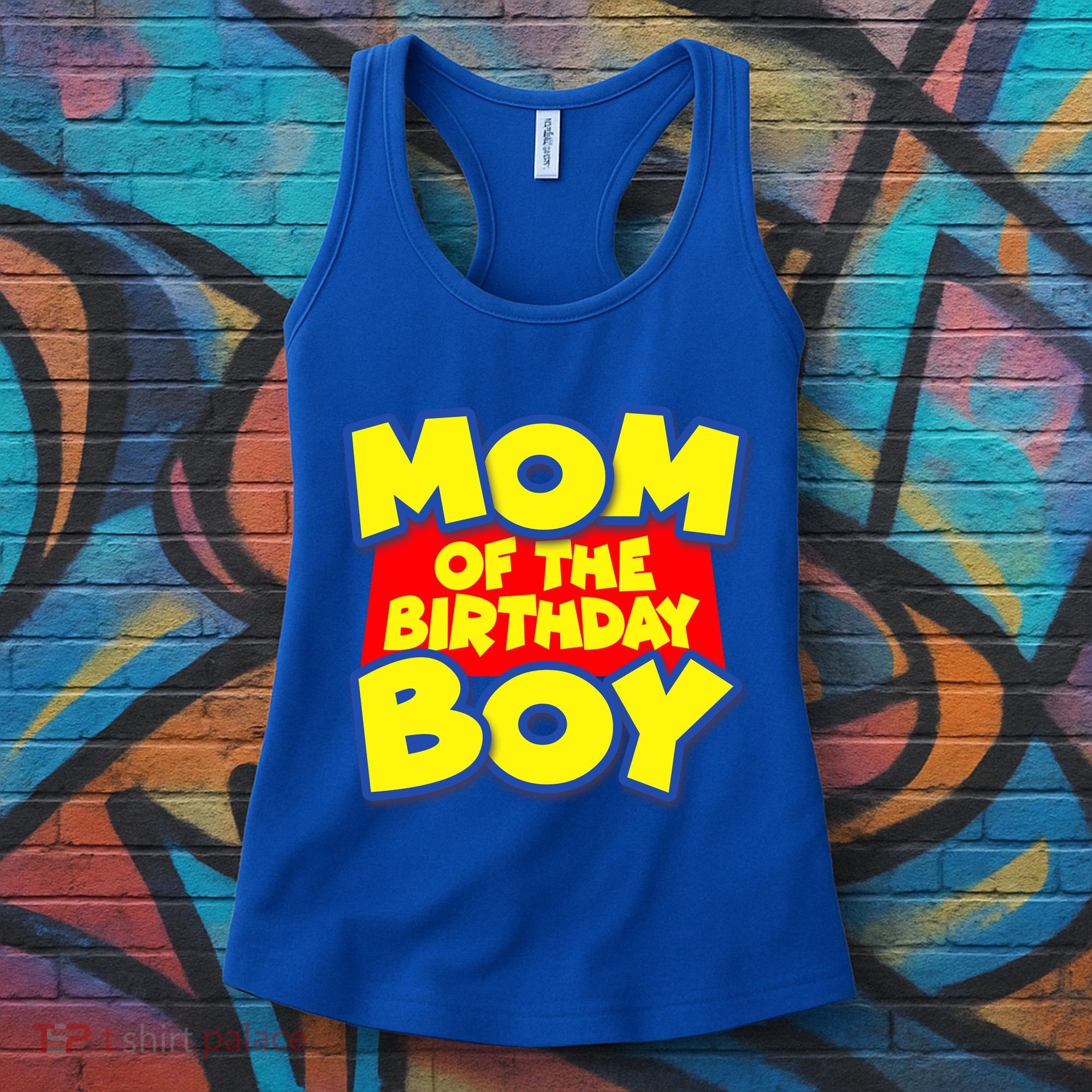 Mom of the Birthday Boy Spoof Toy Logo Women's Tank Top