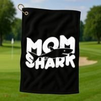 Mom Shark Funny Cute Golf Towel thumb 1