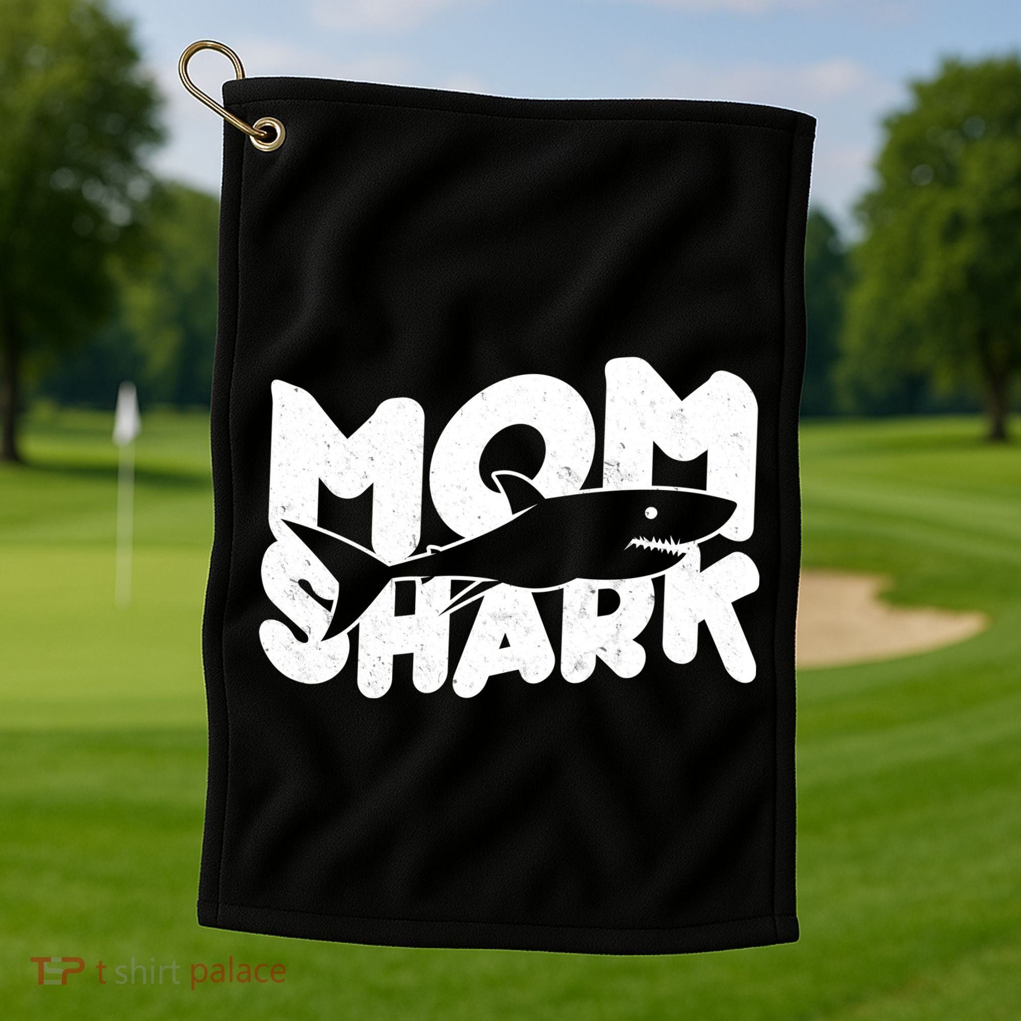 Mom Shark Funny Cute Golf Towel
