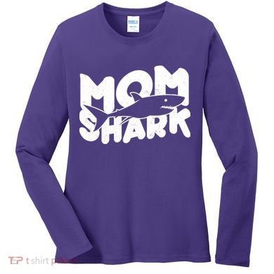 Mom Shark Funny Cute Women's Long Sleeve Shirt