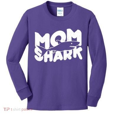 Mom Shark Funny Cute Kids Long Sleeve Shirt