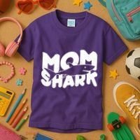 Mom Shark Funny Cute Kids T-Shirt thumb 3