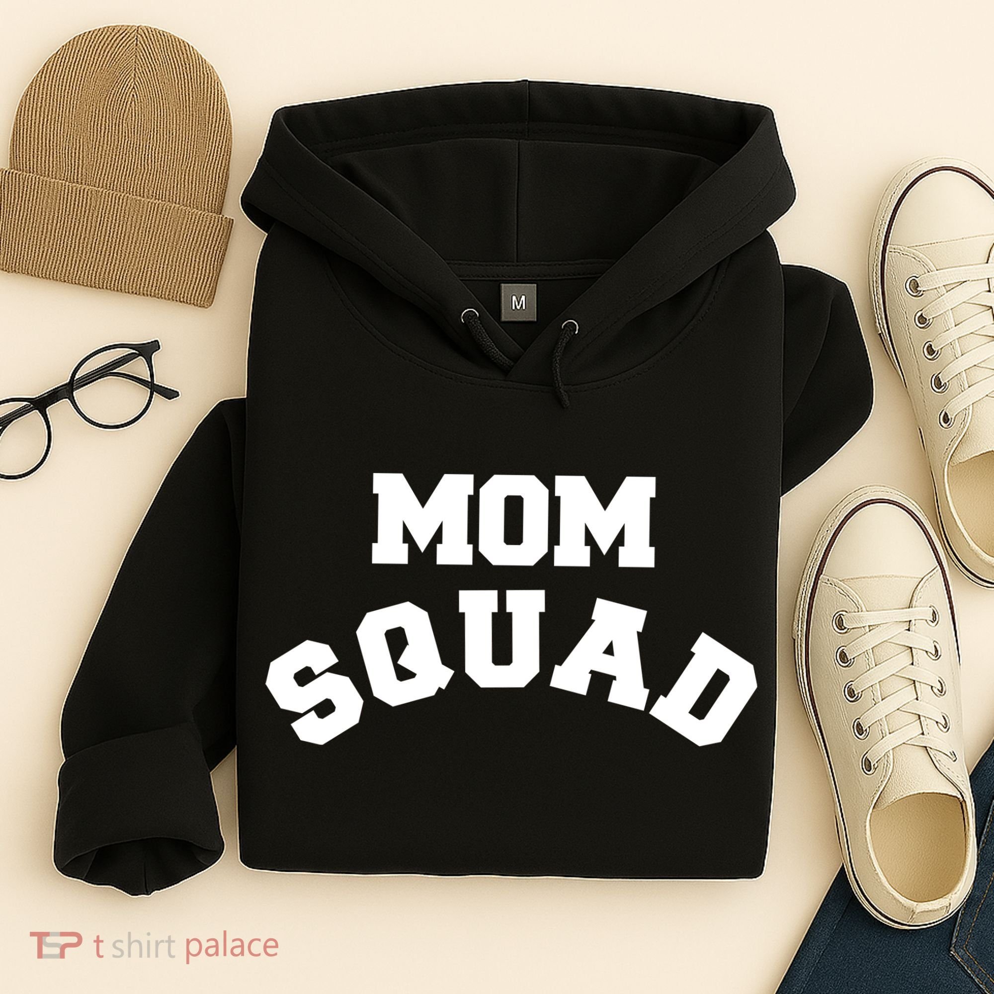 Mom Squad Bold Text Logo Hoodie