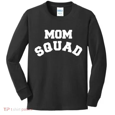 Mom Squad Bold Text Logo Kids Long Sleeve Shirt