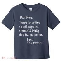 Mom Thanks For Putting Up With My Brother Toddler T-Shirt thumb 0