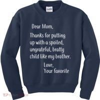 Mom Thanks For Putting Up With My Brother Kids Sweatshirt thumb 0
