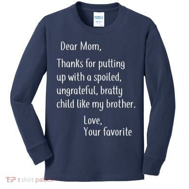 Mom Thanks For Putting Up With My Brother Kids Long Sleeve Shirt