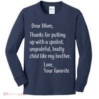 Mom Thanks For Putting Up With My Brother Kids Long Sleeve Shirt thumb 0
