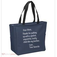 Mom Thanks For Putting Up With My Brother Tote Bag thumb 2