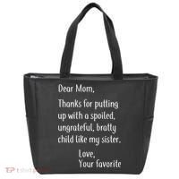 Mom Thanks For Putting Up With My Sister Tote Bag thumb 0